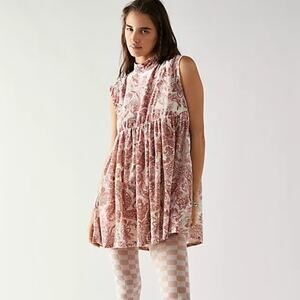NWOT Free people velvet pink paisley mini dress PTP 18”